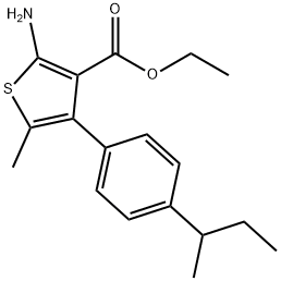 Ethyl 2-amino-4-(4-sec-butylphenyl)-5-methylthiophene-3-carboxylate Struktur