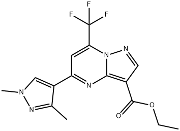 ethyl 5-(1,3-dimethyl-1H-pyrazol-4-yl)-7-(trifluoromethyl)pyrazolo[1,5-a]pyrimidine-3-carboxylate Struktur