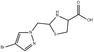 2-[(4-bromo-1H-pyrazol-1-yl)methyl]-1,3-thiazolidine-4-carboxylic acid Struktur