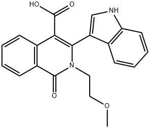 3-(1H-indol-3-yl)-2-(2-methoxyethyl)-1-oxo-1,2-dihydroisoquinoline-4-carboxylic acid Struktur