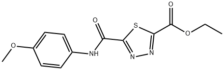 ethyl 5-{[(4-methoxyphenyl)amino]carbonyl}-1,3,4-thiadiazole-2-carboxylate Struktur