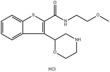 3-Morpholin-2-yl-benzo[b]thiophene-2-carboxylicacid (2-methoxy-ethyl)-amide hydrochloride Struktur