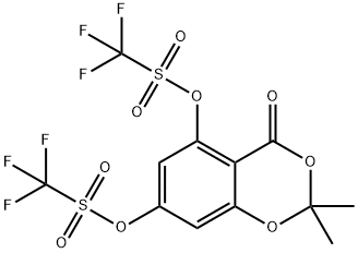 2,2-Dimethyl-4-oxo-7-[(trifluoromethane)sulfonylox y]-2,4-dihydro-1,3-benzodioxin-5-yltrifluorometha Struktur