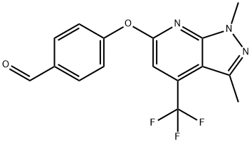 4-{[1,3-Dimethyl-4-(trifluoromethyl)-1H-pyrazolo[3,4-b]pyridin-6-yl]oxy}benzaldehyde Struktur