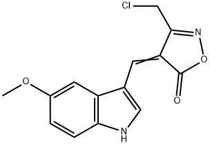 (4E)-3-(chloromethyl)-4-[(5-methoxy-1H-indol-3-yl)methylene]isoxazol-5(4H)-one Struktur