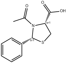 4-thiazolidinecarboxylic acid, 3-acetyl-2-phenyl-, (2R,4R) Struktur