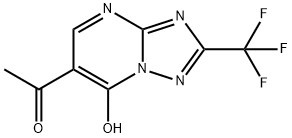 1-[7-Hydroxy-2-(trifluoromethyl)[1,2,4]triazolo-[1,5-a]pyrimidin-6-yl]ethanone Struktur