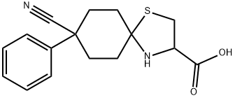 8-Cyano-8-phenyl-1-thia-4-azaspiro[4.5]decane-3-carboxylic acid Struktur