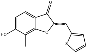 (2Z)-6-Hydroxy-7-methyl-2-(2-thienylmethylene)-1-benzofuran-3(2H)-one Struktur