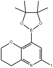 6-Iodo-8-(4,4,5,5-tetramethyl-1,3,2-dioxaborolan-2-yl)-3,4-dihydro-2H-pyrano[3,2-b]pyridine Struktur