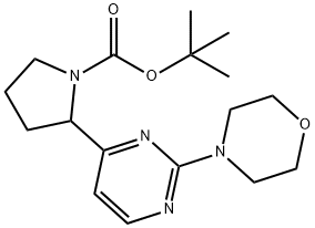 tert-Butyl 2-(2-morpholin-4-ylpyrimidin-4-yl)-pyrrolidine-1-carboxylate Struktur