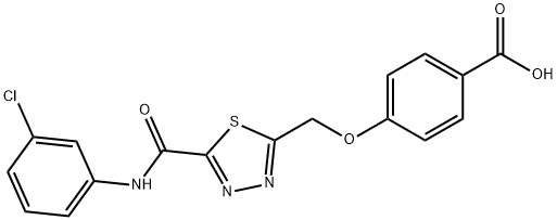 4-[(5-{[(3-chlorophenyl)amino]carbonyl}-1,3,4-thiadiazol-2-yl)methoxy]benzoic acid Struktur