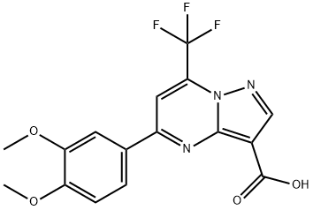 5-(3,4-dimethoxyphenyl)-7-(trifluoromethyl)pyrazolo[1,5-a]pyrimidine-3-carboxylic acid Struktur