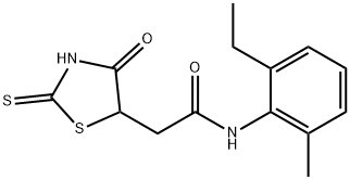 N-(2-ethyl-6-methylphenyl)-2-(2-mercapto-4-oxo-4,5-dihydro-1,3-thiazol-5-yl)acetamide Struktur