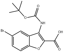 5-Bromo-3-[(tert-butoxycarbonyl)amino]-1-benzofuran-2-carboxylic acid Struktur