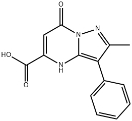 2-Methyl-7-oxo-3-phenyl-4,7-dihydro-pyrazolo-[1,5-a]pyrimidine-5-carboxylic acid Struktur