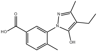 3-(4-Ethyl-5-hydroxy-3-methyl-pyrazol-1-yl)-4-methyl-benzoic acid Struktur