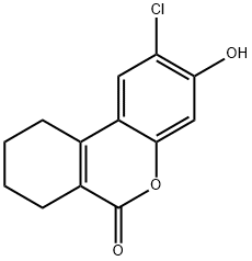 2-Chloro-3-hydroxy-7,8,9,10-tetrahydro-6H-benzo[c]chromen-6-one Struktur