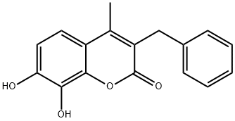 3-Benzyl-7,8-dihydroxy-4-methyl-2H-chromen-2-one Struktur