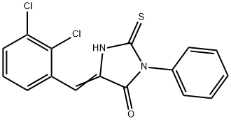 (5E)-5-(2,3-dichlorobenzylidene)-2-mercapto-3-phenyl-3,5-dihydro-4H-imidazol-4-one Struktur