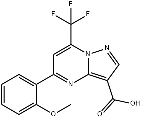 5-(2-methoxyphenyl)-7-(trifluoromethyl)pyrazolo[1,5-a]pyrimidine-3-carboxylic acid Struktur