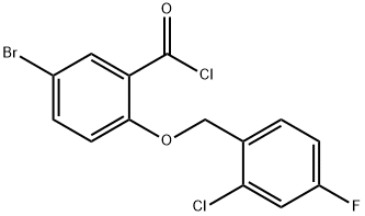 5-bromo-2-[(2-chloro-4-fluorobenzyl)oxy]benzoyl chloride Struktur