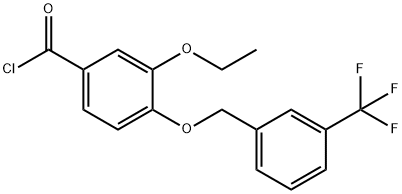 3-ethoxy-4-{[3-(trifluoromethyl)benzyl]oxy}benzoyl chloride Struktur