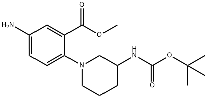 Methyl 5-amino-2-(3-{[(tert-butoxy)carbonyl]-amino}piperidin-1-yl)benzoate Struktur