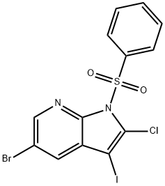 5-Bromo-2-chloro-3-iodo-1-(phenylsulfonyl)-1H-pyrrolo[2,3-b]pyridine Struktur