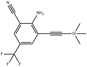 2-Amino-5-(trifluoromethyl)-3-[2-(trimethylsilyl)-ethynyl]benzenecarbonitrile Struktur