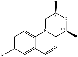 5-Chloro-2-[(2R,6S)-2,6-dimethyl-1,4-oxazinan-4-yl]benzenecarbaldehyde Struktur