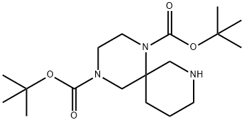 Di-tert-butyl 1,4,8-triazaspiro[5.5]undecane-1,4-dicarboxylate Struktur