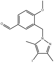 3-[(4-Iodo-3,5-dimethyl-1H-pyrazol-1-yl)methyl]-4-methoxybenzaldehyde Struktur