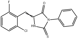 (5E)-5-(2-chloro-6-fluorobenzylidene)-2-mercapto-3-phenyl-3,5-dihydro-4H-imidazol-4-one Struktur