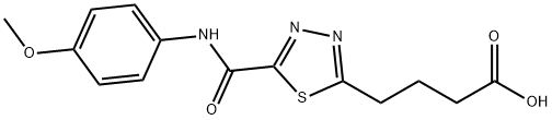 4-(5-{[(4-methoxyphenyl)amino]carbonyl}-1,3,4-thiadiazol-2-yl)butanoic acid Struktur