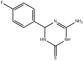 4-amino-6-(4-fluorophenyl)-1,6-dihydro-1,3,5-triazine-2-thiol Struktur