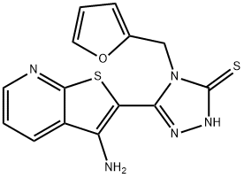 5-(3-aminothieno[2,3-b]pyridin-2-yl)-4-(2-furylmethyl)-4H-1,2,4-triazole-3-thiol Struktur