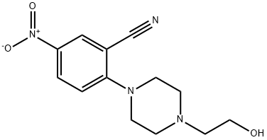 2-[4-(2-hydroxyethyl)piperazin-1-yl]-5-nitrobenzonitrile Struktur