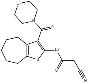 2-cyano-N-[3-(morpholin-4-ylcarbonyl)-5,6,7,8-tetrahydro-4H-cyclohepta[b]thien-2-yl]acetamide Struktur