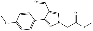 methyl [4-formyl-3-(4-methoxyphenyl)-1H-pyrazol-1-yl]acetate Struktur