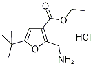 2-Aminomethyl-5-tert-butyl-furan-3-carboxylicacid ethyl ester hydrochloride Struktur