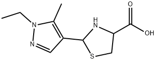 2-(1-ethyl-5-methyl-1H-pyrazol-4-yl)-1,3-thiazolidine-4-carboxylic acid Struktur