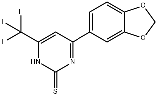 4-(1,3-benzodioxol-5-yl)-6-(trifluoromethyl)pyrimidine-2-thiol Struktur