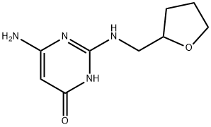 6-Amino-2-[(tetrahydrofuran-2-ylmethyl)amino]-pyrimidin-4(3H)-one Struktur