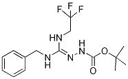 N'-[1-Benzylamino-1-(2,2,2-trifluoroethylamino)met hylidene]hydrazinecarboxylic acid tert-butyl este Struktur