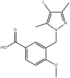 3-[(4-Iodo-3,5-dimethyl-1H-pyrazol-1-yl)methyl]-4-methoxybenzoic acid Struktur