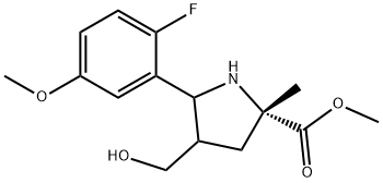 Methyl 5-(2-fluoro-5-methoxyphenyl)-4-(hydroxymethyl)-2-methylpyrrolidine-2-carbo Struktur