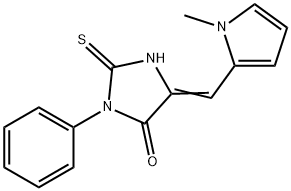 (5E)-2-mercapto-5-[(1-methyl-1H-pyrrol-2-yl)methylene]-3-phenyl-3,5-dihydro-4H-imidazol-4-one Struktur