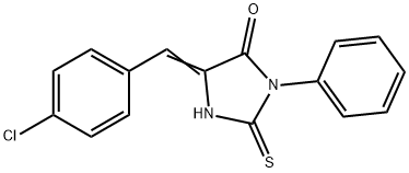 (5E)-5-(4-chlorobenzylidene)-2-mercapto-3-phenyl-3,5-dihydro-4H-imidazol-4-one Struktur