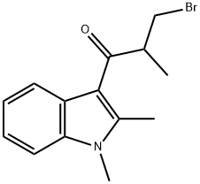 3-bromo-1-(1,2-dimethyl-1H-indol-3-yl)-2-methylpropan-1-one Struktur